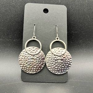 Silver Hammered Dangle Earrings